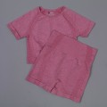 Miniatyrbild 7 av 11: Yoga Set Träningskläder Sportdräkt Kortärmad Crop Top Yogashorts För Kvinnor gray set M