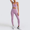 Pikkukuva 10 / 11: Jooga-asu Urheiluvaatteet Fitness-asu Urheiluliivit Leggingsit 2-osaiset Setit Joogaan Naisille Red L