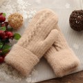 Pikkukuva 2 / 10: Talvi Naisten Lämpimät Plus Velvet Sisällä Ranne Paksunna Twist Neulotut Lapaset Täysi Sormi Pyöräily Villakäsineet Pehmeät Söpöt Ihastuttavat light  grey One Size