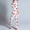 Miniatyrbillede 5 af 5: Efterår og vinter Dame Mode Hjemmetøj Sødt Print Funktionel Knaplukning Voksne Natkjole Ét Stykke Pyjamas White XXXL