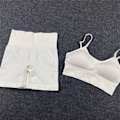 Pikkukuva 1 / 11: Jooga Rintaliivit Crop Top Urheiluliivit Treenausasu Saumaton Polyesteri Kuntosalisetti 2pcs White1 M