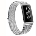 Miniatyrbilde 1 av 11: Magnetisk Milanese-reim i metall for Fitbit Charge 4 3, erstatningsarmbånd for Fitbit Charge 3 SE, reim for menn og kvinner Silver Size L