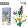 Miniatyrbillede 2 af 9: Mini Byggeklods Blomst DIY Kreativ Buket Boligindretning Potteplante 3D Model Samlet Klods Børnelegetøj Pigegave 1245 No box