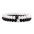 Miniatyrbilde 3 av 11: Avstandsarmbånd for kvinner Pararmbånd Klassisk 6mm Naturlig Svart Matt Blå Turkiser Perlearmbånd Herre Smykker set 7