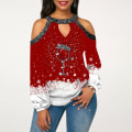 Miniatyrbild 6 av 6: Julkläder Damkläder Ljus Kristall Patchwork Cold-Shoulder Julkläder Santa Claus XXL
