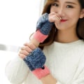 Miniatyrbilde 3 av 11: 2020 Vinter Varme Tykke Ullhansker Strikkede Flip Fingerløse Eksponerte Finger Tykke Hansker Uten Fingre Votter Dame Light grey One size