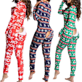 Miniatyrbillede 1 af 11: Julepyjamas Matchende Familie Pyjamas Mode Pyjamas til Kvinder Knaplukket Flap Voksne Loungewear Nyt Design Lounge Wear Hjemmetøj style 10 M