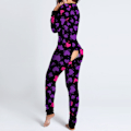 Miniatyrbillede 1 af 5: Dame Sexet Pyjamas Onesies Knaplukning Foran Funktionel Knap Flap Voksne Pyjamas V-hals Langærmet Jumpsuit Dame Nattøj PP L2