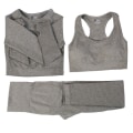 Miniatyrbild 1 av 11: Yoga Set Träningskläder Träningsdräkt Toppar Och Leggings för Fitness Sport För Kvinnor 3pcs ArmyGreen M