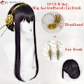 Pikkukuva 10 / 11: Anime SPY×FAMILY Yor Forger Pitkät Mustat Cosplay Peruukki Hiukset Lämmönkestävä Synteettinen SPY FAMILY Halloween Roolileikki Peruukit + Peruukkihattu Wig A and Ear Hook One Size