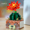 Miniatyrbillede 8 af 11: Bouquet DIY Byggeklodser Romantisk Rose Blomst Bonsai Kaktus Blomsterplante 3D Model Klodser Børns Pædagogiske Legetøj Pigegave 8303 No Box