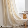 Miniatyrbillede 9 af 9: Amerikansk hæklet gitter patchwork gardin tryk solskærm perforeret frit stue soveværelse køkken krog vinduesgardin Hook W150CMxH160CM 1PC