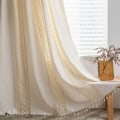 Miniatyrbillede 9 af 9: Amerikansk hæklet gitter patchwork gardin tryk solskærm perforeret frit stue soveværelse køkken krog vinduesgardin Hook W150CMxH280CM 1PC