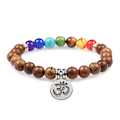 Pikkukuva 10 / 11: Miesten rannekoru puisilla helmillä Risti 7 Chakra Healing Balance Onyx Rannekorut & Rannekkeet Pöllö Rukous Reiki Buddha Naisten Korut Homme Buddha Head