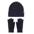 Pikkukuva 1 / 10: Lämmin neulottu pipo ja käsineet, kaksiosainen fleecevuorellinen kosketusnäyttöystävällinen villapipo, kaksiosainen setti Navy blue two-piece set