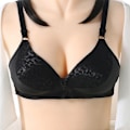 Miniatyrbilde 4 av 5: Dame Ensfarget Sexy Jacquard Glanset Pustende BH Vattert Push Up Justerbar Stropp BH Red 36/80BC