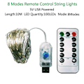 Miniatyrbild 1 av 9: 5/10M LED Ljusslinga Fjärrkontroll Fairy Lights Batteridriven Jul Utomhus Girlang Bröllopsfest Högtidsljusslinga 10m USB Remote Multicolor