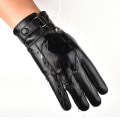 Miniatyrbild 3 av 5: Herr Vinter Varma Mode Vattentäta Handskar Herr Faux Läder Körhandskar Tunna Läderhandskar för Pekskärm Brun Guantes A Black One size