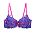 Miniatyrbild 1 av 4: Spetsbehåar i Stora Storlekar för Kvinnor Bralette Underkläder Sexiga Underkläder Push Up Justerbar BH Blue 90B