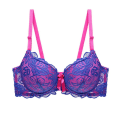 Miniatyrbilde 1 av 4: Blonder BH i store størrelser for kvinner Bralette Undertøy Sexy Lingerie Push Up Justerbar BH Blue 95C