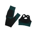 Miniatyrbild 1 av 11: Yoga Set Långärmad Tröja+Sport-BH+Sömlösa Leggings Träningskläder Löparkläder Gymkläder 2pcsBra Dark Green L