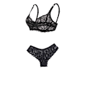 Miniatyrbild 1 av 4: Sexiga Kvinnor Push Up Bygel Spets BH Set Ultratunn Transparent Underkläder Bikini BH Tros Set Bekväma Sovunderkläder Black 75BC