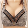Miniatyrbild 3 av 4: Dam-BH utan bygel Push Up Komfort Underkläder Kvinnliga BH:ar Stor Storlek Bralette Spets Sexig Plus Size Behå Beige 42C