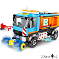 Miniatyrbillede 5 af 9: By Bygning Klods By Store Køretøjer Kommunal Bil Skraldebil Lysreparationsbil Vejfejemaskine Sprinklervogn Klodser Legetøj B0781B No box