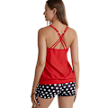 Pikkukuva 6 / 7: Eurooppalainen ja amerikkalainen uimapuku naisten konservatiivinen painettu kaksiosainen puku jaettu bokseri peittää vatsaa hoikentava tankini-uimapuku Black top printed pants L