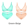 Miniatyrbilde 1 av 11: Varsbaby Sexy Damer Gjennomsiktig Pluss Størrelse BH Lav Midje Truser 2 stk Green-Beige XL
