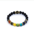 Miniatyrbild 8 av 11: Pärlarmband för män Naturlig vulkanisk sten Pärla Tibetansk Buddha chakra Lavasten Diffuser Armband Herr Mode Nya Smycken Style 10