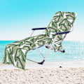 Miniatyrbillede 1 af 11: Tropiske Planter Mikrofiber Strandstol Betræk Håndklæde Med Lomme Udendørs Hurtigtørrende Bærbar Have Pool Loungestol Tæppe 10 73x210cm