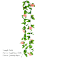 Miniatyrbillede 1 af 11: 2,3 m Blomsterguirlande Kunstig Blomstersnor med Blade Silke Sakura Kirsebærblomst Efeu Ranke til Hjemmehave Bryllupsbue Dekoration F03 peach vine