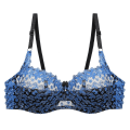 Pikkukuva 5 / 8: Naisten pitsikirjailtu seksikäs läpinäkyvä naisten alusvaateliivi Plus-koko rintaliivit Bralette väripalikkaliivi Blue 75C