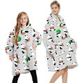 Pikkukuva 1 / 11: Loalirando Oversized Hupparipeitto Pehmeä Fleece Hupparipeitto Naisille Miehille Lapsille Puettava Huppupeitto Isollla Taskulla Light Grey - Panda One Size