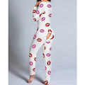 Miniatyrbild 3 av 5: Dam Mode Tryckt Funktionell Öppen Bak Knäppt Romper Casual Långärmad Pyjamas Jumpsuit Plus Size Navy blue M