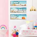 Miniatyrbild 4 av 4: 3 st Väggskylt Strand Trä Väggkonst Ocean Strand Väggdekoration Vardagsrum Väggdekor