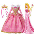 Pikkukuva 1 / 10: Prinsessa Ruusunen tyttöjen prinsessamekko lasten naamiaisasu cosplay Aurora ylellinen puku Halloween karnevaali verkkokangasvaatteet 7-8T (Tag 140) Aurora Set 1