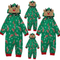 Miniatyrbild 1 av 4: Jul Matchande Familj Pyjamas Set Hooded Tryck Jul Vuxen Barn Nattkläder Jumpsuit Kläder Green Father S