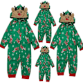 Miniatyrbild 1 av 4: Jul Matchande Familj Pyjamas Set Hooded Tryck Jul Vuxen Barn Nattkläder Jumpsuit Kläder Green Mother M