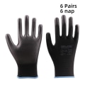 Miniatyrbillede 7 af 8: 6 Par GMG CE EN388 Røde Polyester Sorte PU Arbejdssikkerhedshandsker Have Byggeindustri Mekaniker Arbejdshandsker Grey M