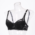 Miniatyrbilde 1 av 5: Dame Sexy BH Blomsterblondebroderi Transparent Supertynn Undertøy Pustende BH-er Black 34B