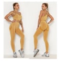 Pikkukuva 3 / 11: Joogasetti Fitness-vaatteet Seksikkäät urheiluvaatteet naisille Grey shorts set M
