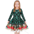 Miniatyrbild 1 av 5: Barnklänning Julkläder Flickor Tryck Prinsessklänning Green 110cm