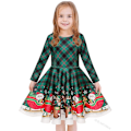 Miniatyrbild 1 av 5: Barnklänning Julkläder Flickor Tryck Prinsessklänning Green 140cm