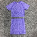 Miniatyrbillede 10 af 11: Yoga Sæt Sømløs Langærmet Crop Top Højtaljede Gym Fitness Leggings Til Kvinder 3PcsSet-DarkGray L