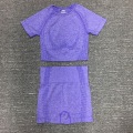 Pikkukuva 10 / 11: Joogasetit Saumaton Pitkähihainen Crop Top Korkeavyötäröiset Kuntosalileggingsit Naisille 5PcsSet-Blue M