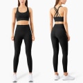 Miniatyrbilde 1 av 11: Yoga Sett Leggings og Topper Trenings Sportsklær Gymklær For Kvinner 2pcs set6 M