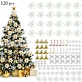 Miniatyrbilde 5 av 5: 120 stk. Juleblomstsett Juletrepynt Anheng Plastblomster Kunstige Blomster Red a set