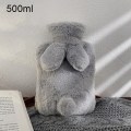 Miniatyrbild 1 av 11: 300/500/800ml Varmvattenflaska Mjukt Överdrag Kaninform Söt Varmvattenpåse Håller Värmen på Vintern Bärbar Handvärmare Light Gray-500ml